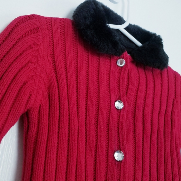 Koala Kids Baby Girl's Red Buttoned Cardigan Sweater Size 3-6 Mos - Picture 3 of 10